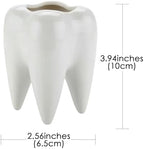 Tooth Pen Holder - Ceramic Pen Holder, Cute Desktop Pen Holder, Interesting, Unique Appearance, Suitable for Office, Classroom (White)
