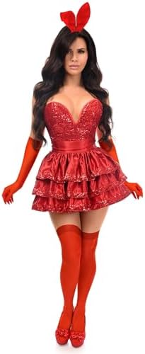 Daisy corsets womens Daisy Corsets Top Drawer 5 Pc Red Sequin Bunny Corset Costume