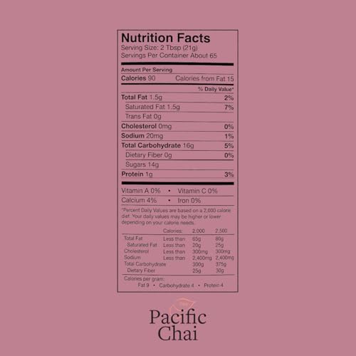 Pacific Chai Vanilla Chai Latte Mix, Instant Chai Tea Latte Powder Drink Mix, Gluten Free, Kosher, Spiced Tea Latte, 3 LB