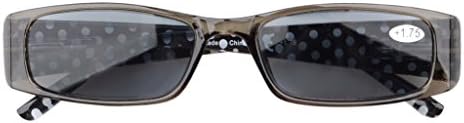 Eyekepper 5-Pack Spring Hinges Polka Dots Patterned Temples Rectangular Reading Glasses Sunshine Readers +3.0