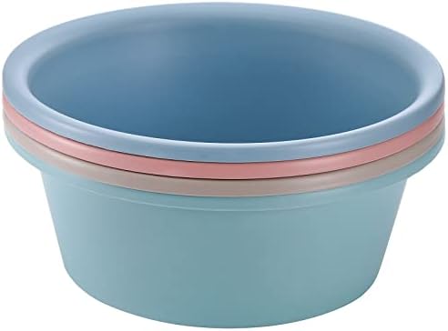 AVLA 4 Pack Round Plastic Wash Basin, 5 Quart Stackable Camping Dishpan, Portable Vegetable Fruit Dish Tub, PP Small Multipurpose Washtub for Face Cleansing, Home Kitchen Sink Outdoor Indoor