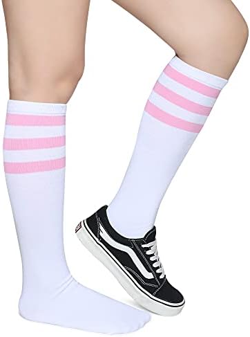 Pareberry Triple Stripes Soft Cotton Knee High Tube Socks for Men and Women