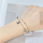 Aesthetic Star Charm Stainless Steel Bracelet for Women Teen Double Chain Adjustable Y2k Cute Pentagram Pendant Layered Link Bangle Stackable Fashion Dainty Summer Beach Birthday Jewelry Gifts