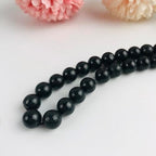 Generic WIKICRYSTAL Natural Premium Shungite Stone Round Beads 8mm 49 pcs for Making Jewelry - Black Crystal Loose Beads - Energy Healing Crystal for Making Bracelet (8mm/49beads)
