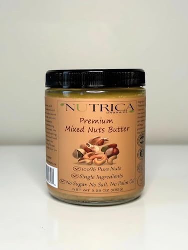 Premium Mixed Nut Butter, Single Ingredients, No Salt, No Sugar, No Palm Oil, No Additives, Vegan, Plant Based Protein, Premium Roasted Cashews, Almonds, Pistachio & Hazelnuts 9.25oz (262gr)