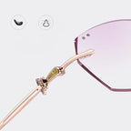Polygonal Frameless Eyeglasses Stylish Gradient Reading Glasses Rose Gold Readers For Women Perfect Gifts