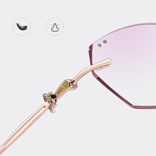 Polygonal Frameless Eyeglasses Stylish Gradient Reading Glasses Rose Gold Readers For Women Perfect Gifts