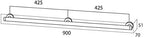 Tiger Boston Comfort & Safety Grab Rail 90 cm, Stainless Steel Brushed, 90 x 5.1 x 7 cm