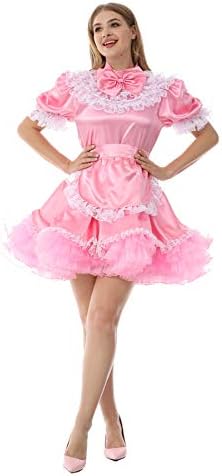 JOLINE Sissy Satin Elegant Maid Dress Uniform Crossdressing Outfit