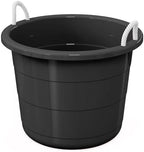 2 Pack 17 Gallon Flexible Plastic Storage Tub, Heavy Duty Collapsible Utility Basket with Reinforced Rope Handles, Multipurpose Container for Laundry, Garage, Garden, Camping, Cooling, Black