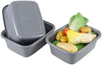 3-Pack 14 Quart Wash Basins, Rectangular Plastic Dishpan Tub, Grey