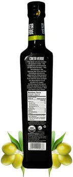 CRETA VERDE | Organic 100% Greek Extra Virgin Olive Oil | Cold Pressed & High Polyphenol | Koroneiki Variety | First Cold Extracted EVOO| 500 ml (16.9 fl. oz.) Glass Bottle