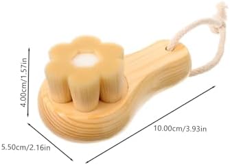 minkissy Wood Handle Face Scrubber Brush Gentle Exfoliator with Soft Faux Fiber Bristles for Deep Pore Cleansing Suitable for All Skin Types Men and Women