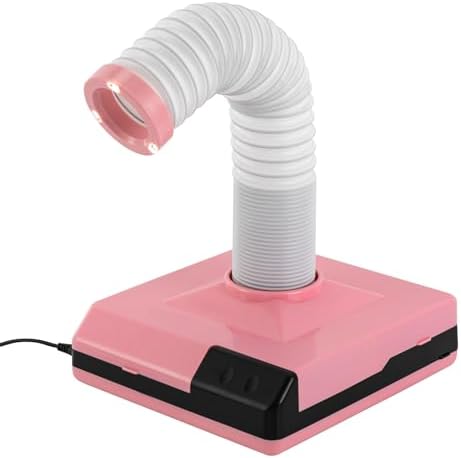 Nail Dust Collector, 60W 2 in 1 Powerful Mini Desktop Vacuum Cleaner, Dental Polishing Dust Collector, Dust Suction Machine with Large Caliber Vacuum Cleaner Hose for Dental Lab Nail Salon (Pink)