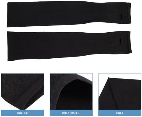 2pcs Black Cooling Arm Sleeves Summer Sunscreen Arm Covers UV Protection Outdoor Cycling Protectors for Men Wear-resistant Ice Silk Fabric Elbow Sleeve