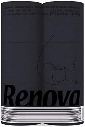 Renova Black Toilet paper 6 roll pack, Bundle of 8 packs, toilet paper bulk of 48 rolls (8)
