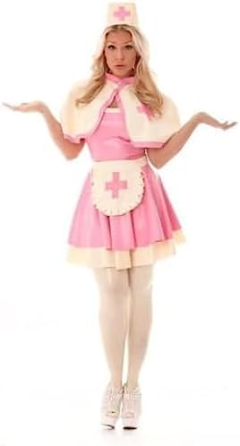 Caoutchouc Latex Dress Uniform Robe Unisexe Costume Tablier,Pink,Pink,X-Small