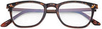Eyekepper Readers Retro Square Plastic Frame Metal Arms Reading Glasses Tortoise +2.75