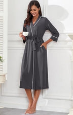 PrinStory Womens Robe Long Knit Bathrobe Lightweight Soft Robes Ladies Bath Robe