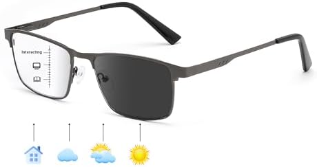 FEISEDY Classic Blue Light Reading Glasses Men,Metal Frame Readers with Spring Hinge, Anti Glare Eyeglasses for Reading B0337