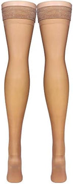 Truform Sheer Compression Stockings, 15-20 mmHg, Women's Thigh High Length, 20 Denier, Beige, Medium