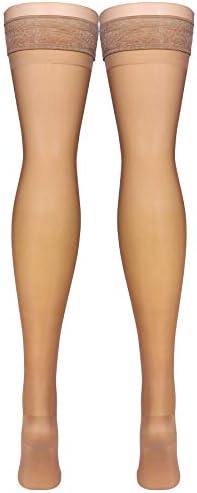 Truform Sheer Compression Stockings, 15-20 mmHg, Women's Thigh High Length, 20 Denier, Beige, Medium