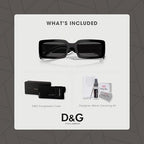 Dolce&Gabbana DG6187 501/87 53MM Black/Dark Grey Rectangular Sunglasses for Women +Bundle with Accessory Eyewear Kit