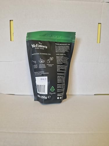 McEntee's Irish Breakfast Tea (Pack of 2) - 250g Refill Bags - Expertly Blended in Ireland. A Traditional Irish Blend of Ceylon and Assam tea's Delivering That Taste of Home.