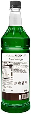 Monin - Granny Smith Apple Syrup, Great for Cocktails and Lemonades, Gluten-Free, Non-GMO (1 Liter)