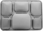 Disposable Party Thali Plates 6 Compartment Thali - Silver (50 Pack)