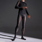LESOYA Men's Long Sleeve Oil Shiny Bodystocking Glossy Bodysuit Catsuit Full Body Stocking for Women