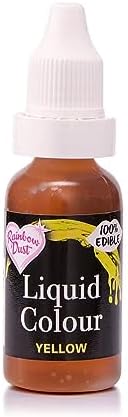 YELLOW Rainbow Dust Colour Flo Concentrated Liquid Food Air Brush Colouring 16ml