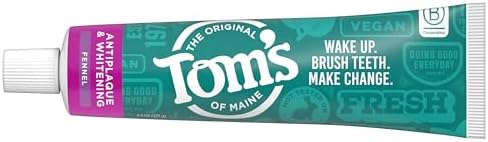 Tom’s of Maine Antiplaque and Whitening Toothpaste, Fluoride Free, Fennel, Single, 4.5 Oz