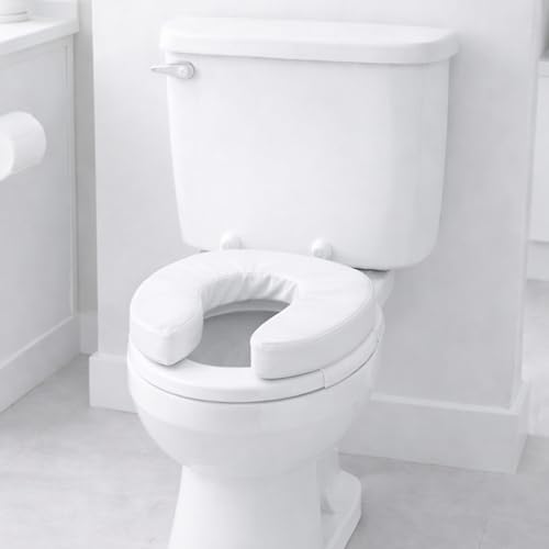DMI Raised Toilet Seat Toilet, Toilet Seat Riser, Seat Cushion and Toilet Seat Cover to Add Extra Padding to the Toilet Seat while Relieving Pressure, 2 Inch Pad, White