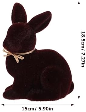 Easter Bunny Figurine Simulated Rabbit Statue for Home Decor Brown Desktop Ornament Easter Holiday Decoration Present for Couples Housewarming