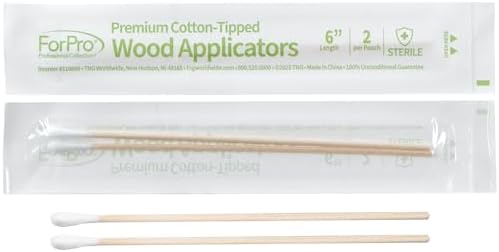 ForPro Premium Cotton-Tipped Wood Applicators, 200-Count Sterile Cotton Swabs with 6" Wood Handle for Medical, Personal Care, Travel, Individually Wrapped in Pairs