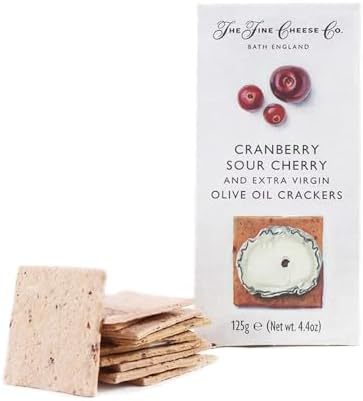 The Fine Cheese Co Cranberry, Sour Cherry & Extra Virgin Olive Oil Crackers | Imported from England | 4.4 ounce
