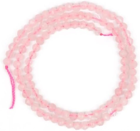 3mm 120pcs Natural Rose Quartz Stone Beads, Songxi Small Faceted Round Loose Gemstone Beads for Jewelry Making, DIY Art and Craft, Bracelet Beads for Necklace (1 Strand)