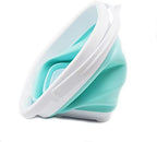 SAMMART 2.6L (0.68 Gallon) Super Mini Sqare Collapsible Plastic Bucket - Foldable Square Tub - Portable Fishing Water Pail - Space Saving Outdoor Waterpot (1, White/Lake Green)