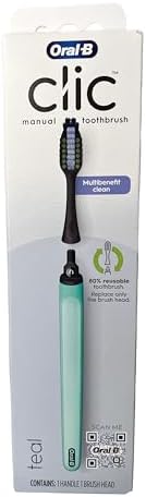 Oral-B Clic Manual Toothbrush, Teal, with Replaceable Brush Head - 1 Count, 1.0 Count