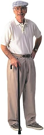 CAREX Solid Wood Walking Cane - Wooden Canes for Men & Women with 250 lb Weight Capacity - 36” Long, 1" Diameter, Wood Canes with Walnut Finish - Rubber Tip Single Point Cane, Walnut Finish, Organic Calendula, 1 Count