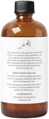 Calendula Oil - Premium Carrier Oil | Nourishing for Skin, Face, Body, Hair Revitalization | Hydrating, Vegan & Cruelty-Free, 16 Fl Oz
