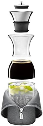 EVA SOLO | Fridge Carafe 1.4L | For Hot & Cold Drinks | 100% drip-free | Dishwasher-safe Borosilicate Glass | Stainless steel & Silicone Pouring Lip | Fits Most Refrigerator Doors | Danish Design