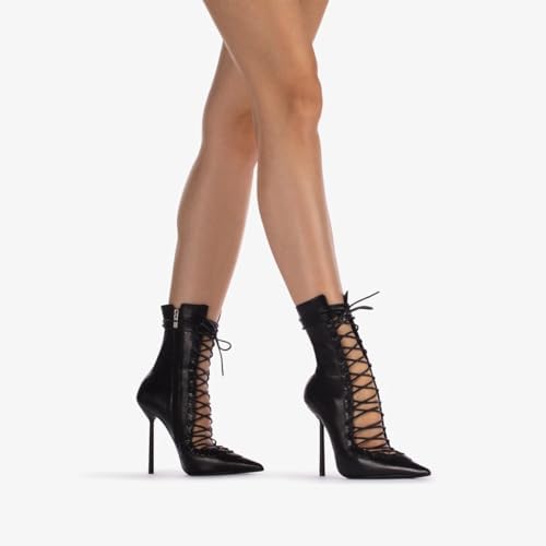 Women's Mesh Sandals Pointed-toe High Heels Lace Up Summer Boots Ballroom Dance Boots Sexy Prom Pump Closed Toe