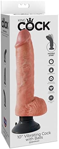 Pipedream Products King Cock 10 Inch Vibrating Cock with Balls, Flesh