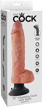 Pipedream Products King Cock 10 Inch Vibrating Cock with Balls, Flesh