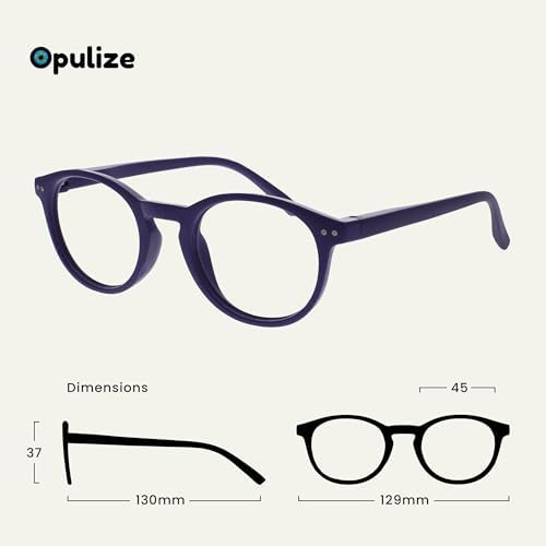 OPULIZE ZEN Reading glasses for Women Men,Scratch Resistant Round frame with Spring Hinges, Smooth Matte Purple +1.5 (Pack of 1)