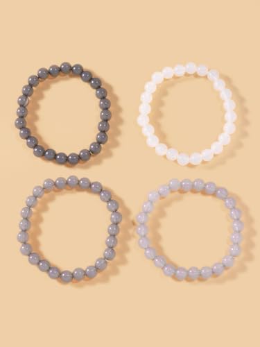 4PCS Natural Stone Beaded Bracelet Set for Women, Stretch Crystal Healing Beads, Stackable Trendy Energy Bracelet.