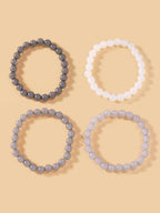 4PCS Natural Stone Beaded Bracelet Set for Women, Stretch Crystal Healing Beads, Stackable Trendy Energy Bracelet.