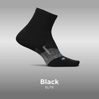 Feetures Elite Ultra Light Cushion Quarter - Sport Sock with Targeted Compression - New Black, S (1 Pair)